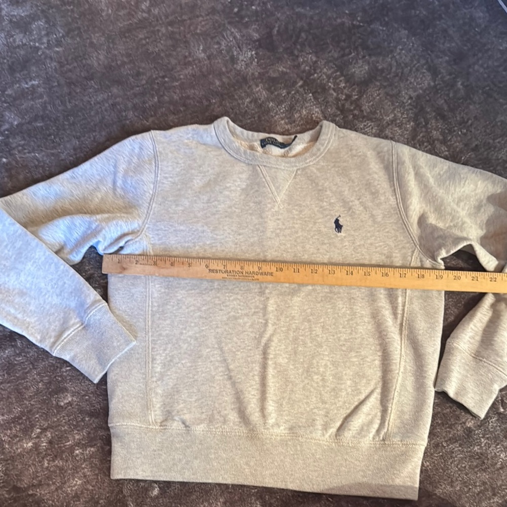 Polo Ralph Lauren gray and navy blue emblem sweatshirt M 10/12 unisex